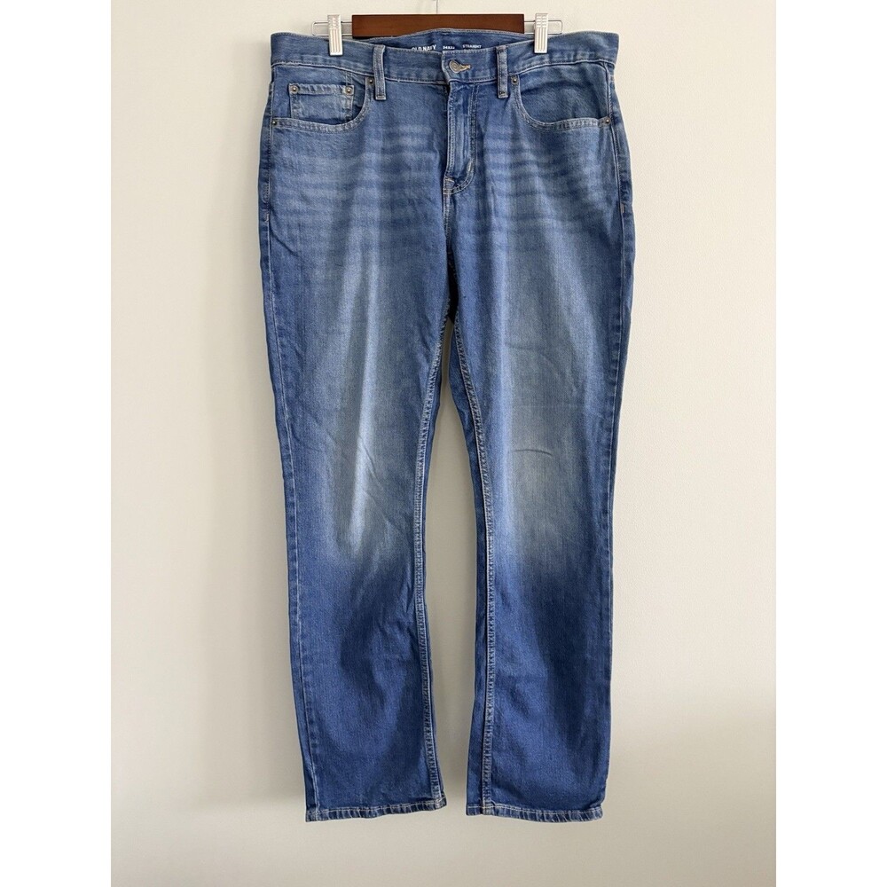 Old Navy Built-In-Flex Jeans Mens 34x34 Blue Medium Wash Denim Straight Stretch